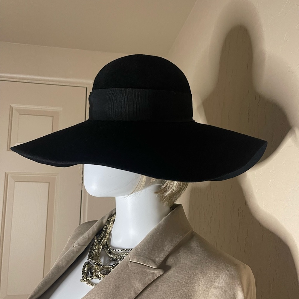 EUGENIA KIM honey rabbit hair felt floppy wide brim hat black